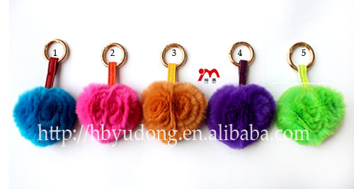 luxury natural fur key chain with rabbit fur